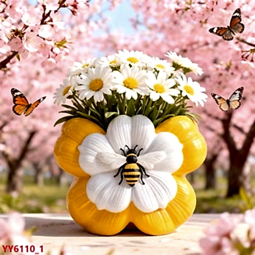 YY6110 Minimalist Arılı Çiçek Vazo Silikon Kalıp